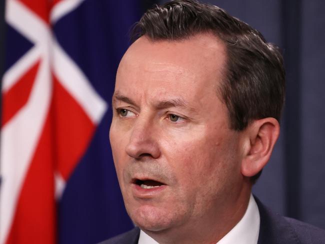 Politics. Premier Mark McGowan holds a Covid related press conference at Dumas House in West Perth. Picture Jackson Flindell The West Australian