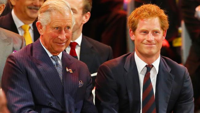 Prince Charles and Prince Harry attend the opening ceremony for the Invictus Games on September 10, 2014. Picture: Paul Thomas/Getty Images for Jaguar Land Rover