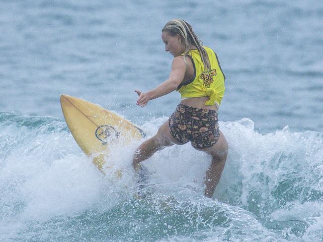 Early Saturday heats of The Burleigh Heads Boardriders Single Fin Festival. Picture: Glenn Campbell