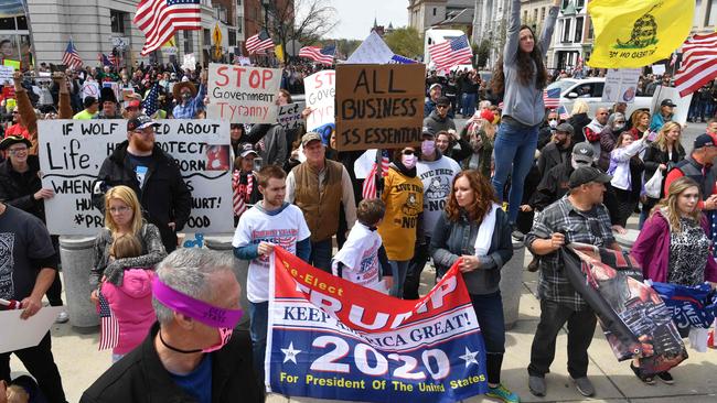 People take part in a "reopen" Pennsylvania demonstration on April 20. Picture: AFP