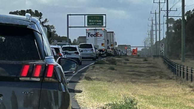 Both Exford and Coburns roads in Melton are closed at the level crossings, due to the boom gates being stuck down causing traffic mayhem on Wednesday afternoon. Picture: Supplied