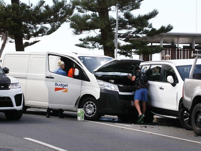 Car smash Surfers Paradise, 31 March 2023. Picture: Glenn Hampson