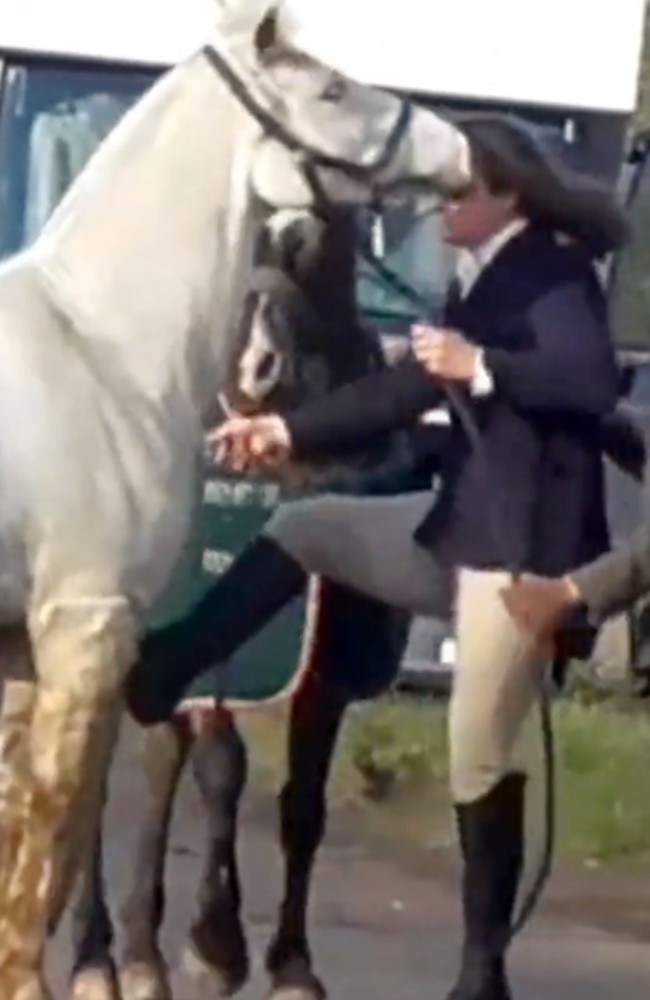 A teacher has been sacked after a video went viral allegedly showing her kicking a horse