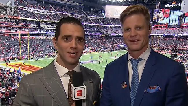 AFL great Nick Riewoldt on ESPN's Super Bowl coverage. Photo: ESPN.