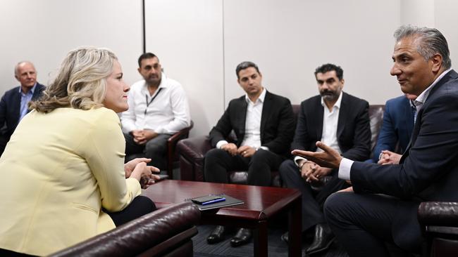 Home Affairs Minister Clare O'Neil, left, with western Sydney mayors on Friday. Picture: AAP