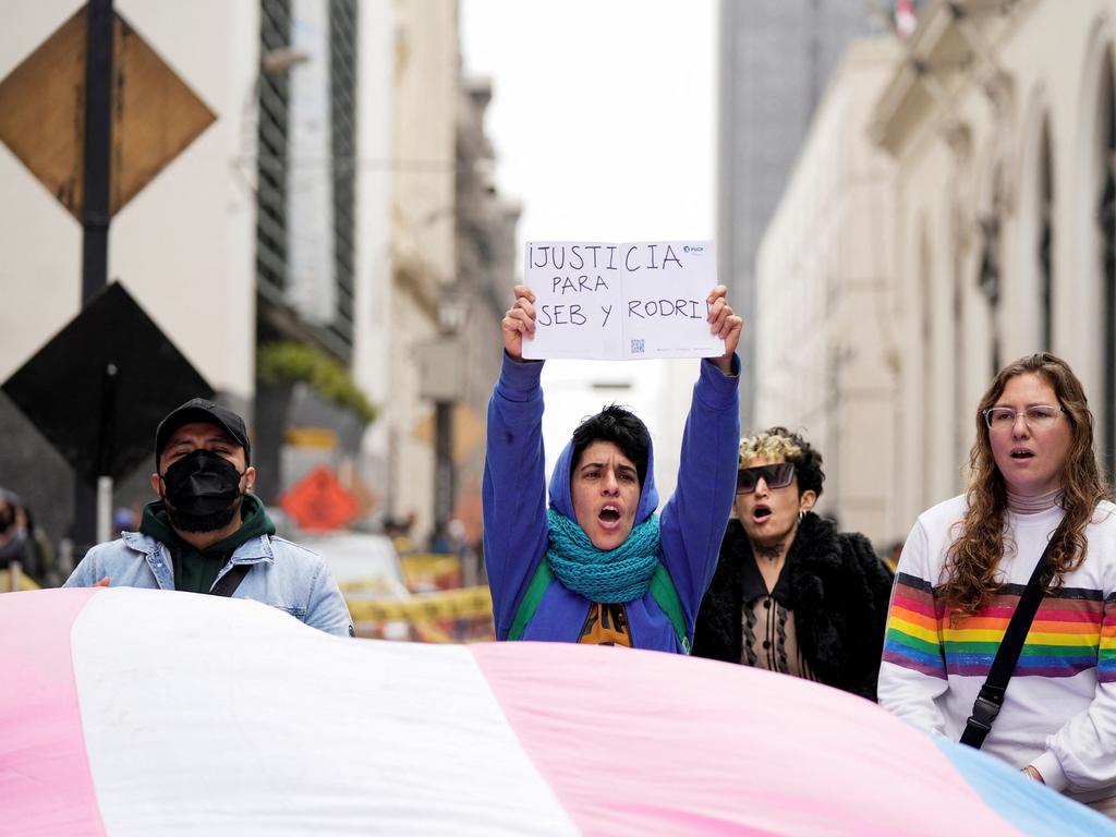 Trans rights protesters in Lima, Peru.