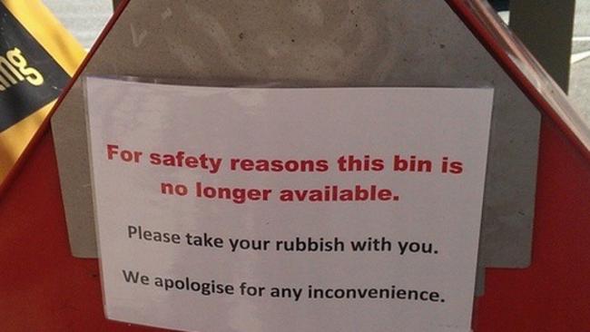 Rubbish bins are out-of-order and being removed around Brisbane train ...