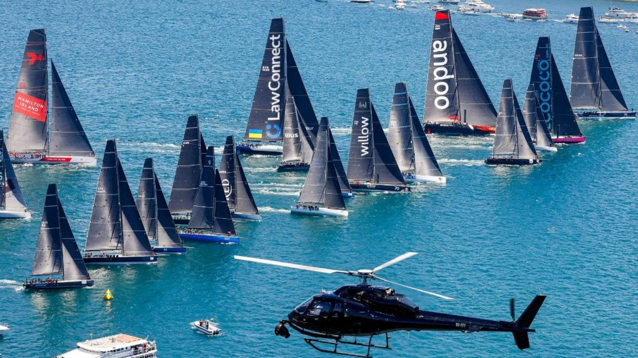 Start of the 2022 Rolex Sydney to Hobart yacht race on Sydney Harbour. Picture Carlo Borlenghi/Rolex