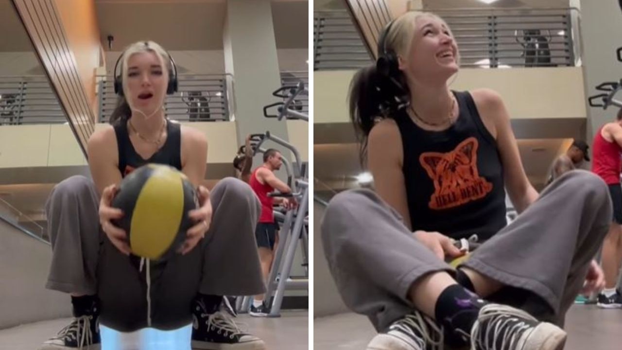 Model suffers mid-workout camel toe in world's most indecent gym