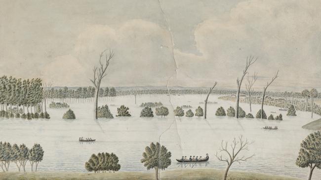 An illustration of the Hawkesbury River flood in 1816, artist unknown.