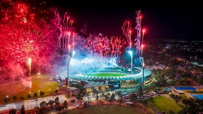 Kardinia Park fireworks in an image depicting the 2026 Commonwealth Games being hosted in Geelong. Picture: Supplied