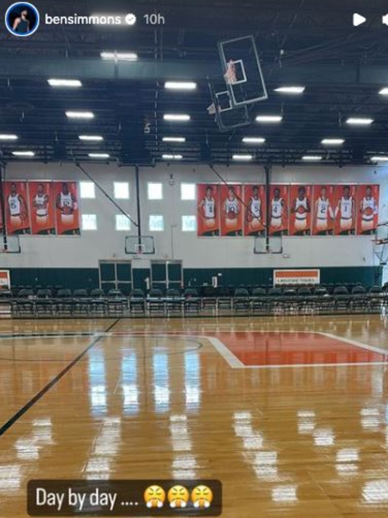 Ben Simmons shared a picture of the court at Miami, where he’s expected to take the next step in his rehab. Source: Instagram.