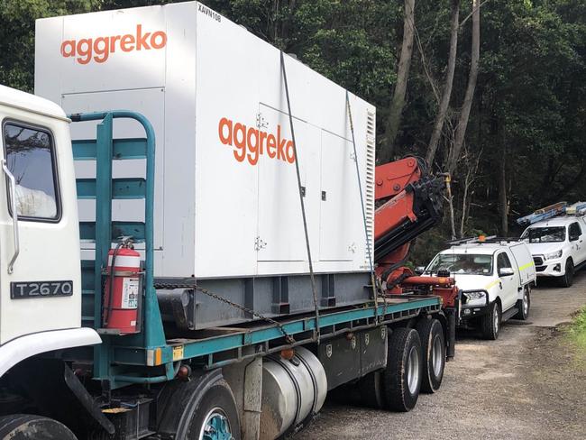 Ausgrid delivering a generator to The Basin. Picture: Ausgrid