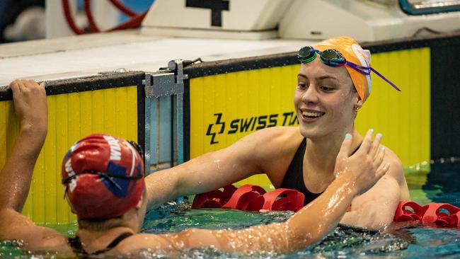 Olivia Wunsch from Carlile added the girls 16 years 100m freestyle gold to her NSW Senior State Age Championship haul. Photo by Julian Andrews.