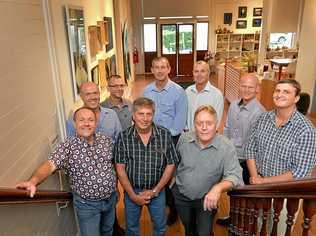 Gympie regional council Daryl Dodt, Mal Gear, DAn Stewart, Mayor Mick Curran, Bob Leitch, Glen Hartwig, James Cochrane (who has since retired and been replaced with new councillor Bob Fredman), Mark McDonald and Hilary Smerdon. Picture: Renee Albrecht