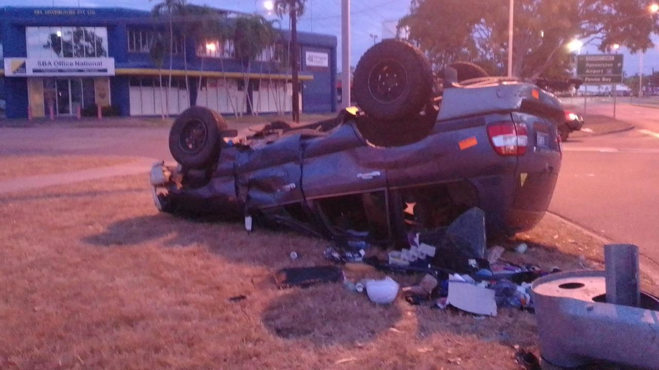 Aftermath of a vehicle rollover at Stuart Park, May 13, 2024. Picture: Supplied