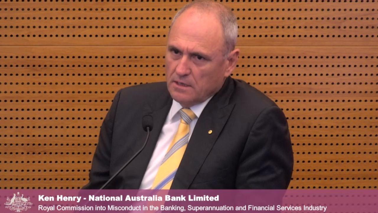 National Australia Bank chairman Ken Henry gives evidence at the Banking Royal Commission.