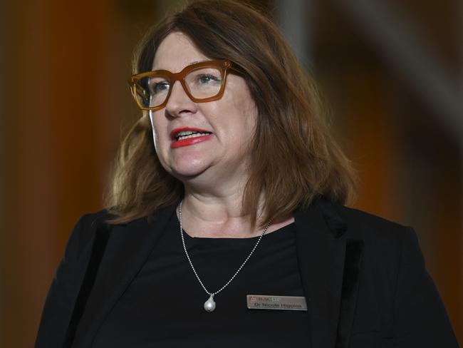 CANBERRA, AUSTRALIA, NewsWire Photos. AUGUST 10, 2023: RACGP President Nicole Higgins holds a press conference at Parliament House in Canberra. Picture: NCA NewsWire / Martin Ollman