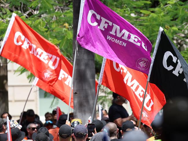 Union protest march to Parliament House, Brisbane. Picture: Liam Kidston