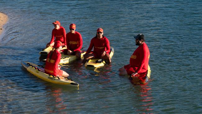 Life Guards at the 2024 Masters Swimming Australia National Championships open swim event in Darwin. Picture: Pema Tamang Pakhrin