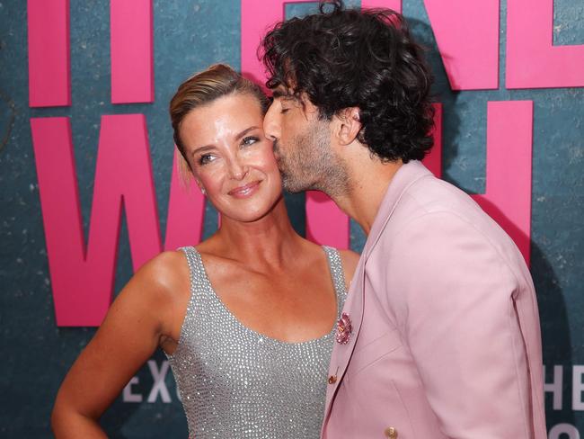 US actor Justin Baldoni kisses his wife Emily Baldoni as they attend the New York premiere of "It Ends With Us" at at AMC Lincoln Square in New York, August 6, 2024. Picture: AFP