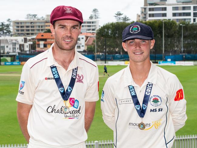 (L-R) O’Reilly Medal winners Tym Crawford and Bertie Forman. Supplied: Cricket NSW