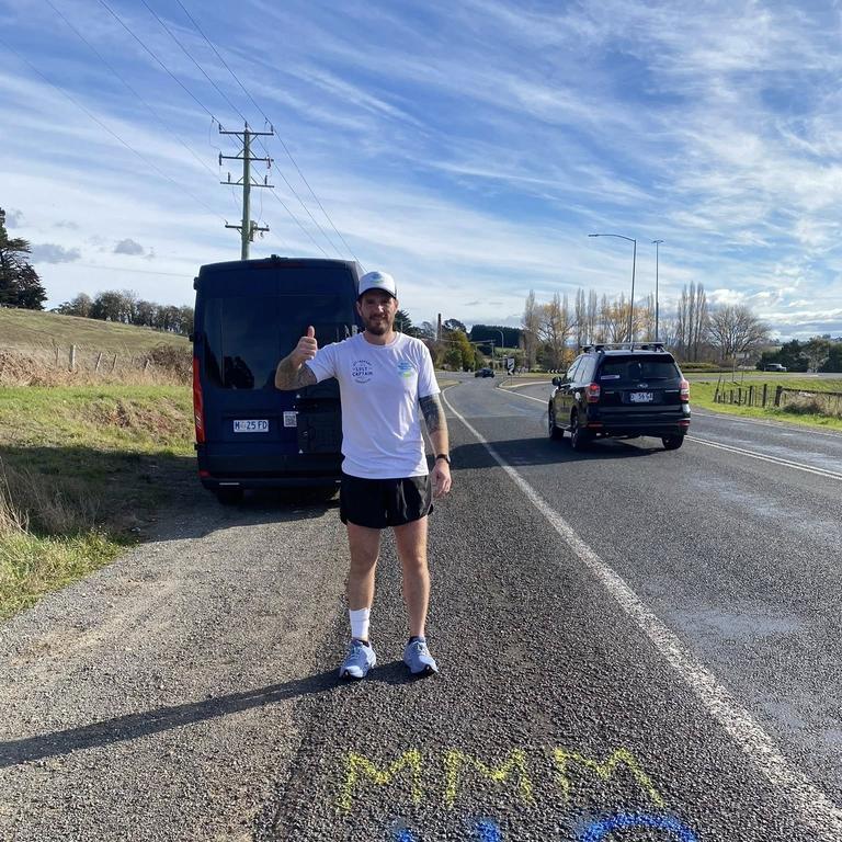 Matt Duggan on the road for Matt's Marathon Mission- running 12 marathons over 12 days to raise money and awareness for bowel cancer. Picture: Facebook