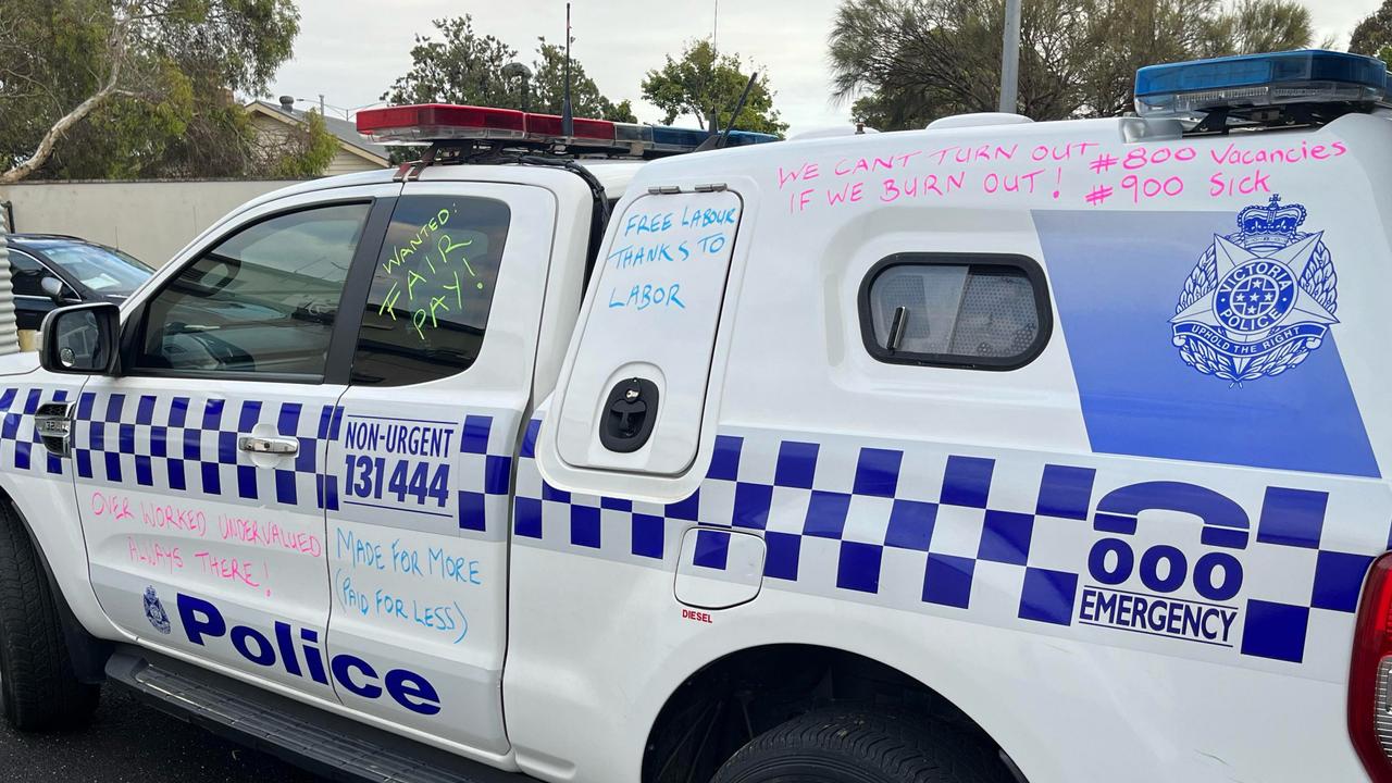 Police take industrial action across Geelong and the Surf Coast. Picture: The Police Association Victoria