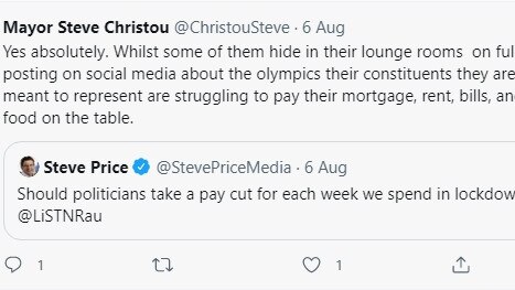 One of Cumberland Mayor Steve Christou's August 6 tweets.