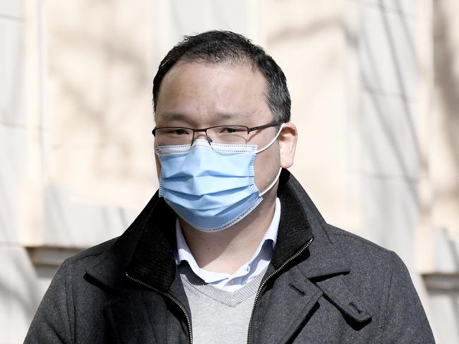 ADELAIDE, AUSTRALIA - AUGUST 11, 2021: Dr Ho Keun Shin, known as Peter Shin, a surgeon from Beaumont faced Adelaide Magistrates Court charged with two counts of indecent filming. He is pictured leaving the Adelaide Watch House in the city. Picture: Naomi Jellicoe