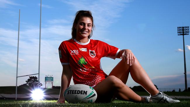 Dragons NRLW player Jessica Sergis is set to take on the Warriors. Picture: Toby Zerna