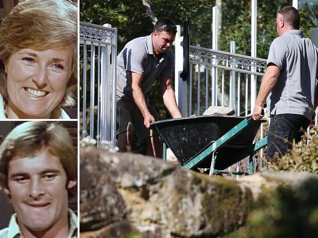 Bricks are removed from and area near the pool at the Dawson home in Bayview. Picture: Hollie Adams