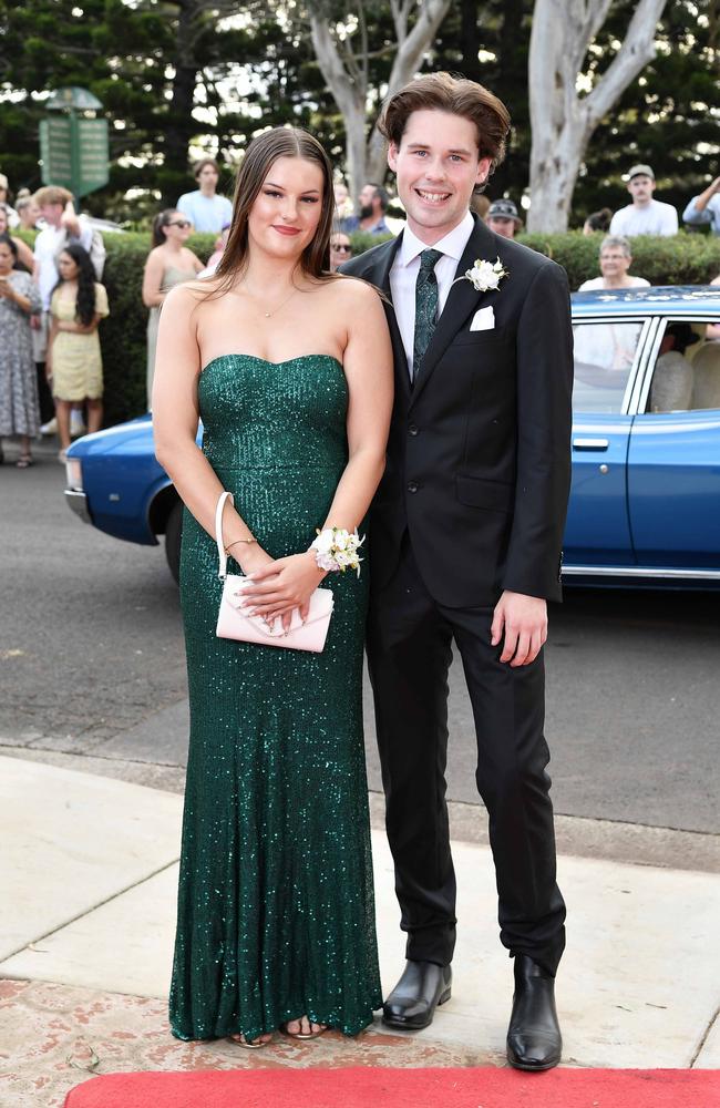 Jaimie Mackinlay and Dominic Millar at Centenary Heights State High School formal. Picture: Patrick Woods.