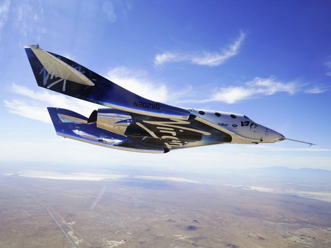 This May 29, 2018 photo provided by Virgin Galactic shows the VSS Unity craft during a supersonic flight test. The spaceship isn’t launched from the ground but is carried beneath a special aircraft to an altitude around 50,000 feet (15,240 meters). There, it’s released before igniting its rocket engine and climbing. Picture: Virgin Galactic via AP