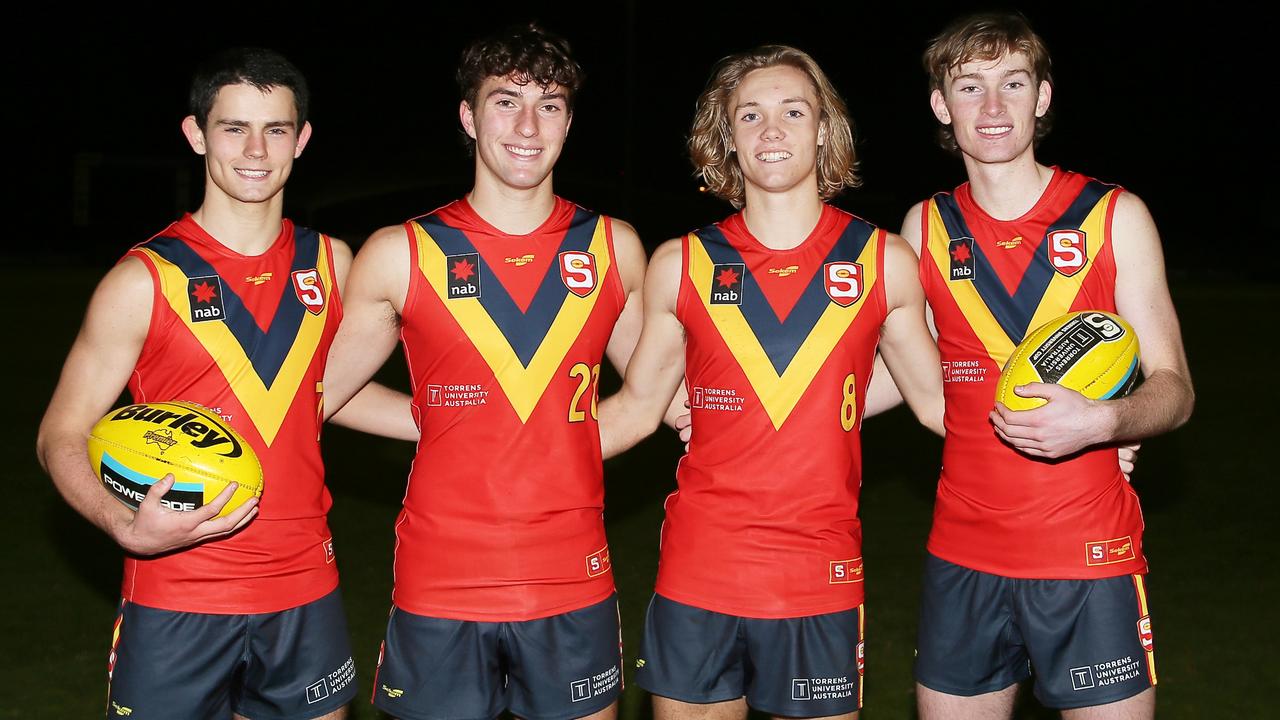 Top South Australian draft prospects Nick Sadler, Adam D'Aloia, Kobe Ryan and Max Michalanney. Picture: Peter Argent.