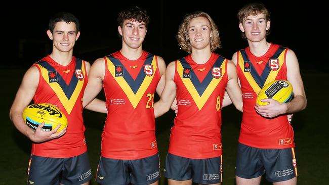 Top South Australian draft prospects Nick Sadler, Adam D'Aloia, Kobe Ryan and Max Michalanney. Picture: Peter Argent.