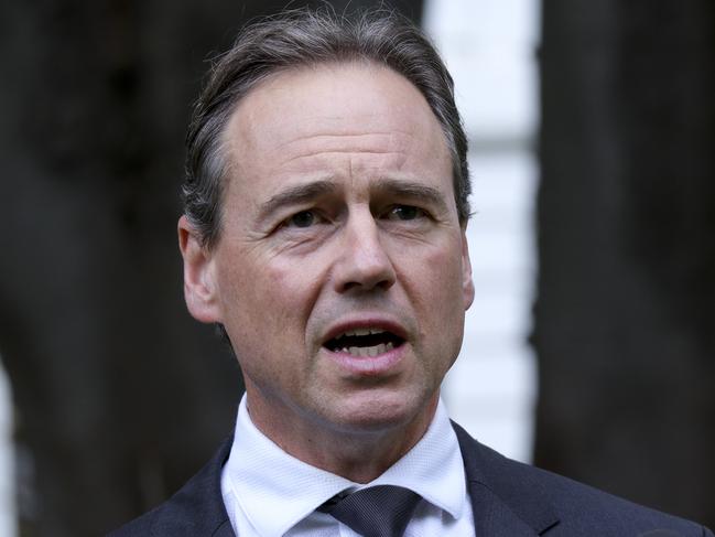 Federal Minister for Health Greg Hunt speaks to the media during a press conference outside Parliament House in Melbourne, Tuesday, April 17, 2018. Mr Hunt has spoken out against a Greens push to legalise cannabis use, arguing it is a gateway drug to others. (AAP Image/Alex Murray) NO ARCHIVING