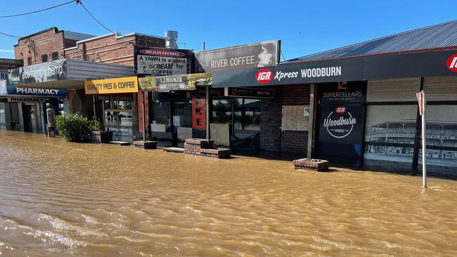 River Street in Woodburn was under water after major flooding of the Richmond River for the second time in four weeks. Picture: Paul Stanley-Jones.