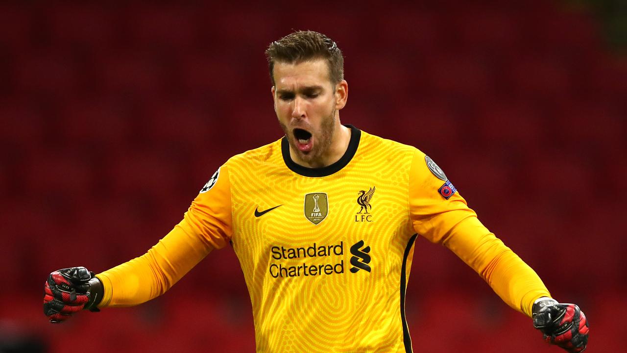 Liverpool stand-in keeper Adrian celebrated victory over Ajax in the Champions League.