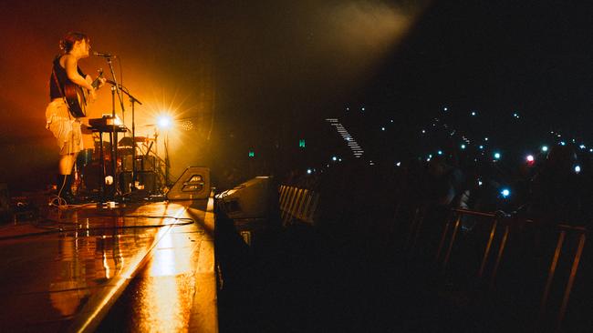 Singer-songwriter Hannah Brewer performing at the Hordern Pavilion. Picture: Miranda Crossley