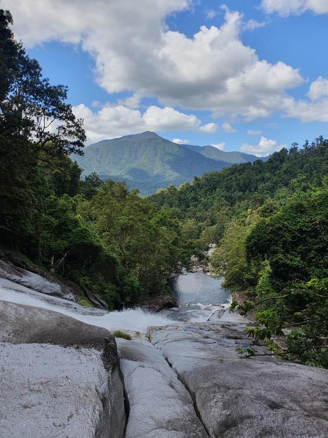 Babinda Falls, looking towards Mount Bellenden Ker, in Wooroonooran National Park. Picture: Matthew Newton