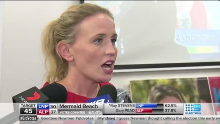 Kate Jones delivers an emotional victory speech at Ashgrove: Nine News Brisbane