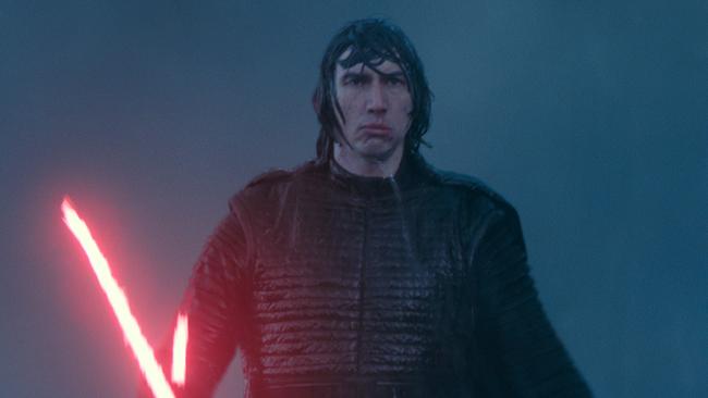 This image released by Disney/Lucasfilm shows Adam Driver as Kylo Ren in a scene from 