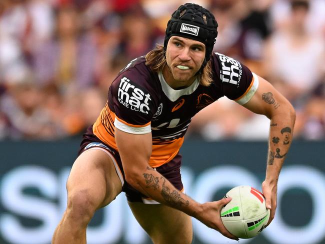 BRISBANE, AUSTRALIA - JULY 27: Blake Mozer of the Broncos in action during the round 21 NRL match between Brisbane Broncos and Canterbury Bulldogs at Suncorp Stadium, on July 27, 2024, in Brisbane, Australia. (Photo by Albert Perez/Getty Images)