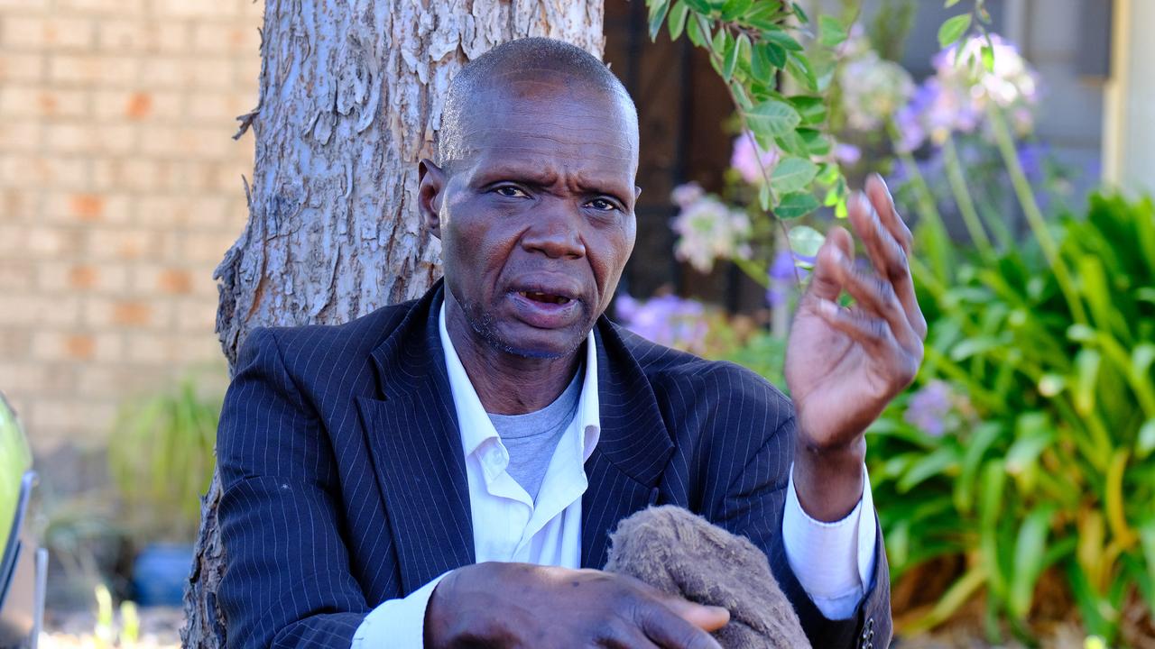 Deng Atem, whose son Atem Atem was shot dead in his home in Wyndham Vale, pictured outside the home on Saturday. Picture: NCA NewsWire / Luis Ascui