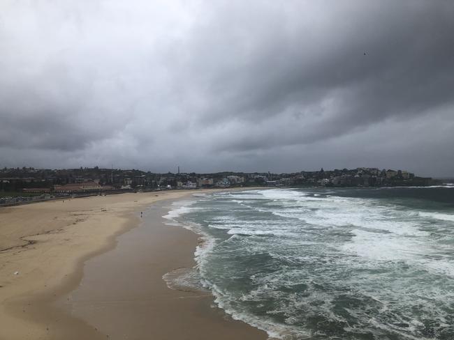 Bondi Beach is deserted.