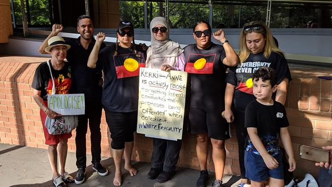 Protesters are pictured outside the Channel 10’s Pyrmont studios this morning. Picture: Facebook