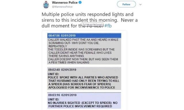 The since-deleted tweet that police sent out after the terrifying incident. Source: Twitter