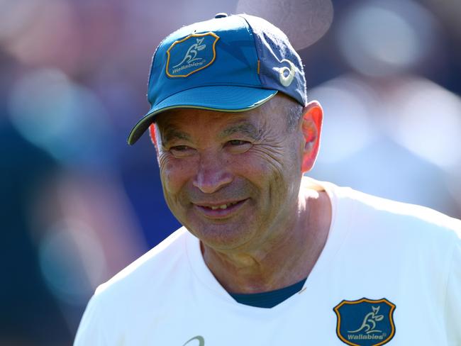 SAINT-ETIENNE, FRANCE - OCTOBER 07: Head Coach, Eddie Jones looks on during a Wallabies training session, at Stade Roger Baudras on October 07, 2023 in Saint-Etienne, France. (Photo by Chris Hyde/Getty Images)