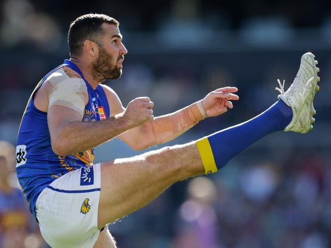 Darling stemmed the Lions tide to give the Eagles their first points late in the first quarter. Picture: Russell Freeman/AFL Photos via Getty Images